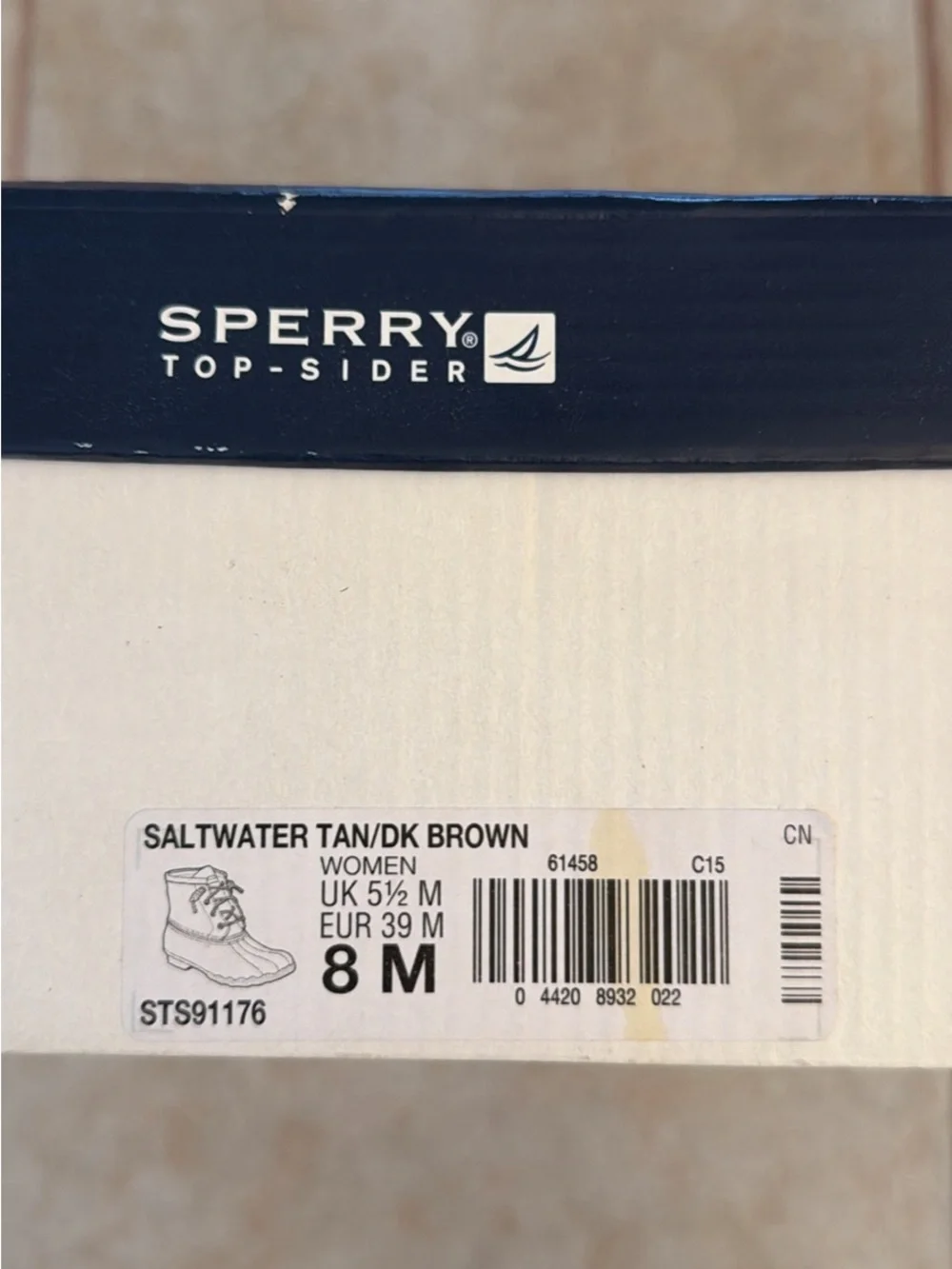Sperry Brown Leather and Black Rubber Duck Boots with Tan Laces